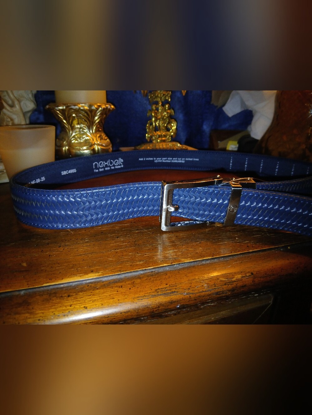 NEVER WORN Nexbelt Braided Navy Leather Golf Ratchet Belt 1.38" [35mm]